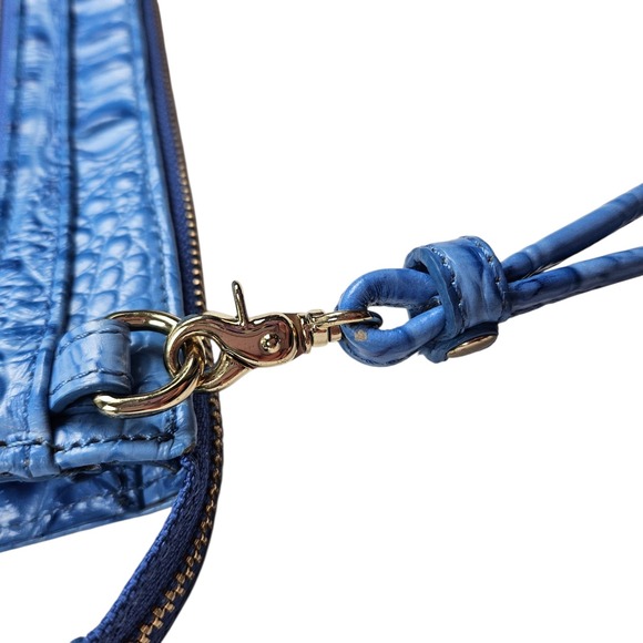 Brahmin Blue Vibrant Azure Melbourne Clutch Wristlet Crocodile Embossed Leather - Picture 6 of 16